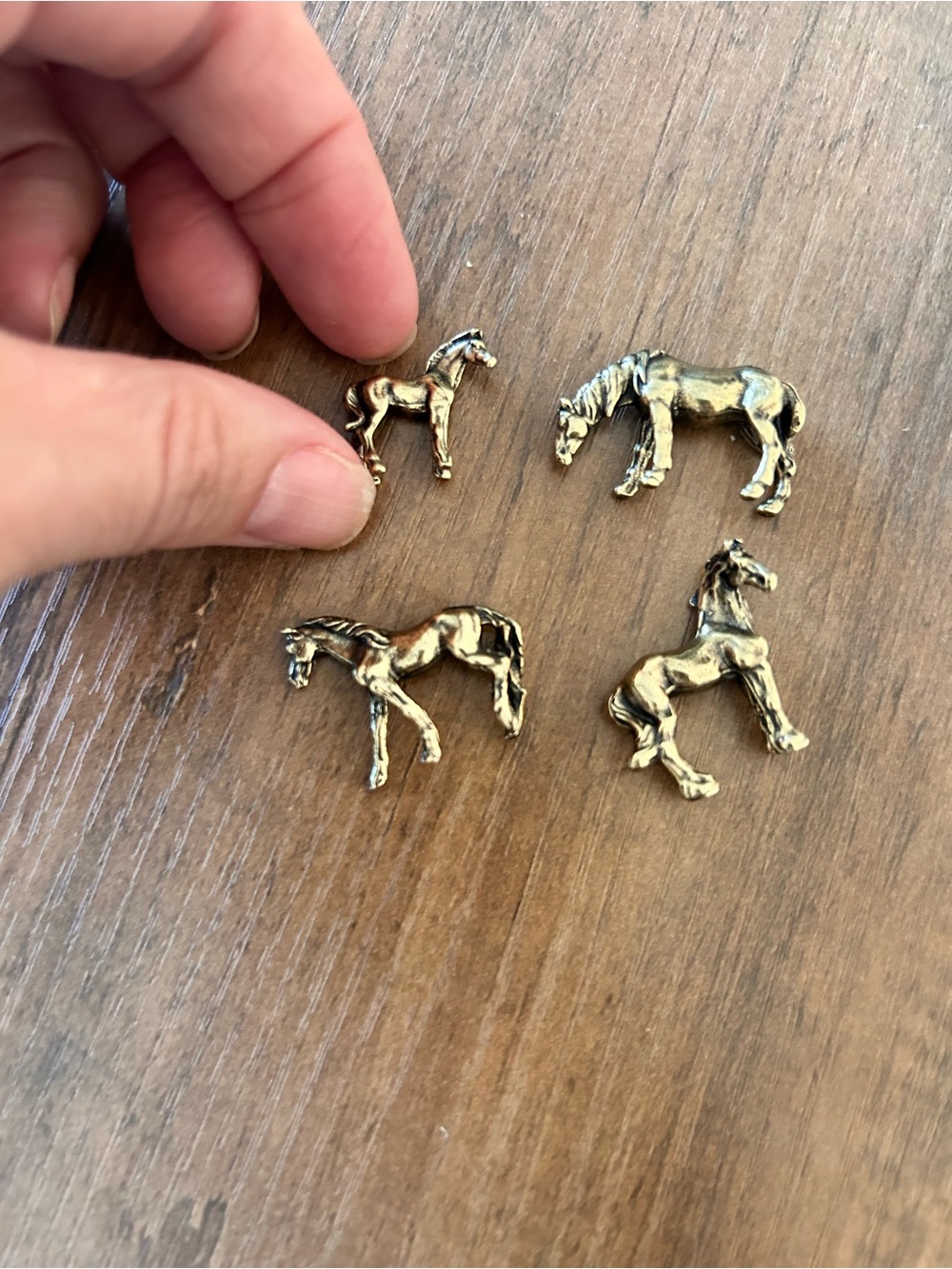 VTG brass Gold Horse figurine  Set set lot 4 Mini Equestrian Charms